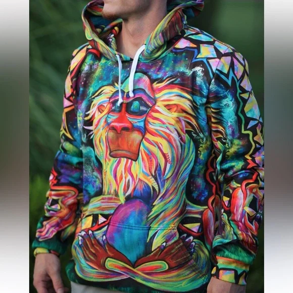 Meditating Rafiki Mandrill Unisex Hoodie From The Lion King - Picture 12 of 16